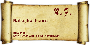 Matejko Fanni névjegykártya