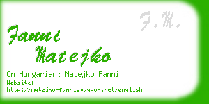 fanni matejko business card